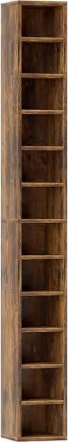 Libreria porta CD HOMCOM in MDF e legno, 12 ripiani per 204 CD, Marrone Rustico, L/P/H: 21 x 11,5 x 175 cm – 1
