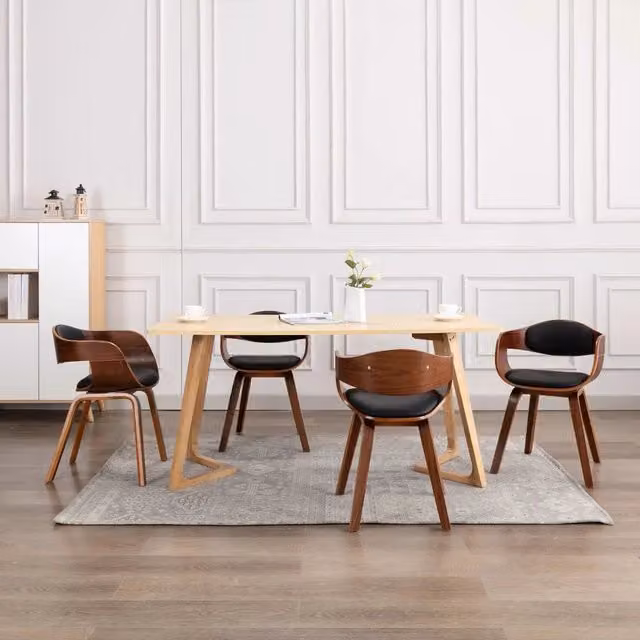 Sedie da Pranzo 4 pz in Legno Curvato e Similpelle 3054812