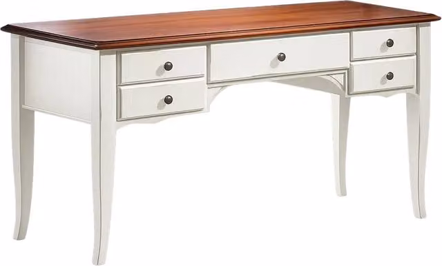 Scrivania shabby chic in legno bianco con 5 cassetti Mobili 2G L/P/H: 150 x 75 x 81 cm