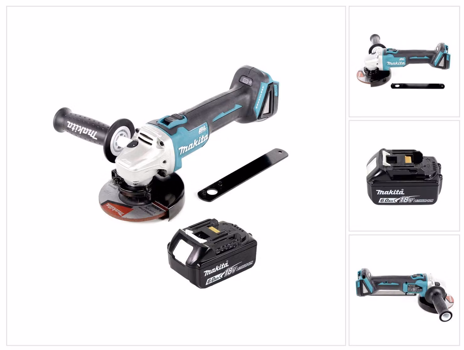 Smerigliatrice angolare a batteria Makita DGA 506 G1 18 V 125 mm brushless + 1x batteria ricaricabile 6,0 Ah - senza caricabatterie