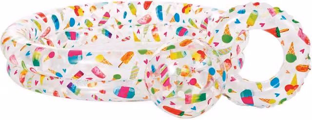 Set Piscina Gonfiabile Intex Multicolore con Palla e Salvagente in PVC