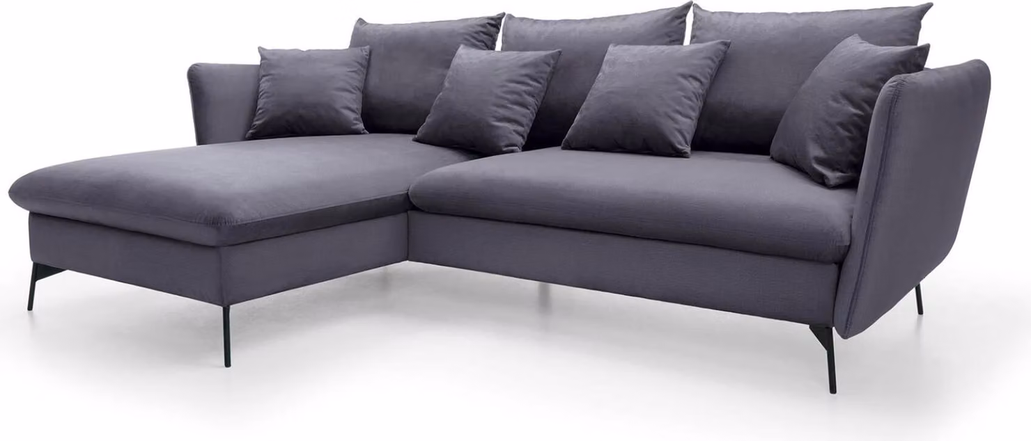 FURNLUX Divano angolare Viton Grigio e Nero 258cm / Colore principale: Grigio / Dimensioni: 258 x 91 x 167 cm