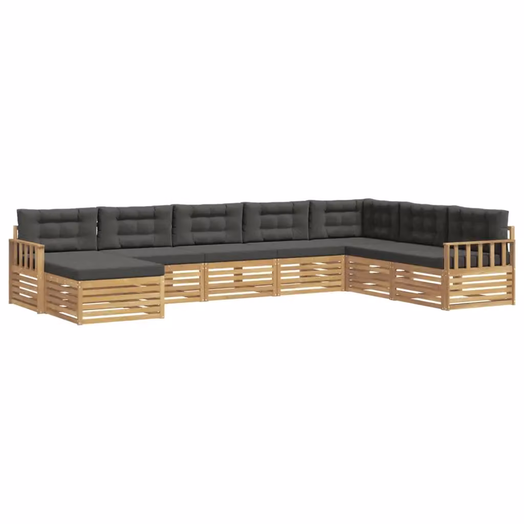 Set di divani da esterno a L vidaXL in legno di acacia con cuscini, Bianco e Antracite, 8 pezzi – 2