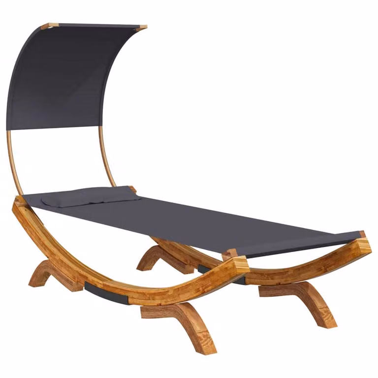 Lettino con Tettuccio 100x200x126 cm in Legno Curvato Antracite