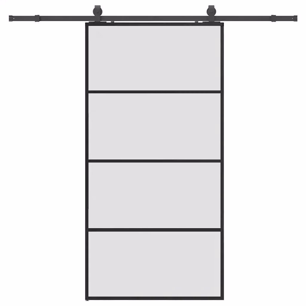 Porta Scorrevole Moderna VIDAXL in Vetro Trasparente con Telaio in Alluminio Nero L: 102,5 cm, H: 205 cm – 2