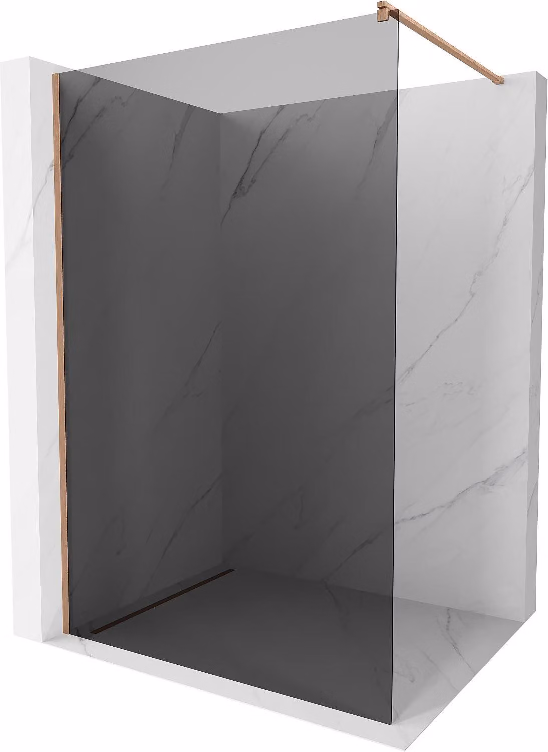 Mexen Kioto parete doccia Walk-in 120 x 200 cm, grafite 8 mm, rame spazzolato - 800-120-101-65-40