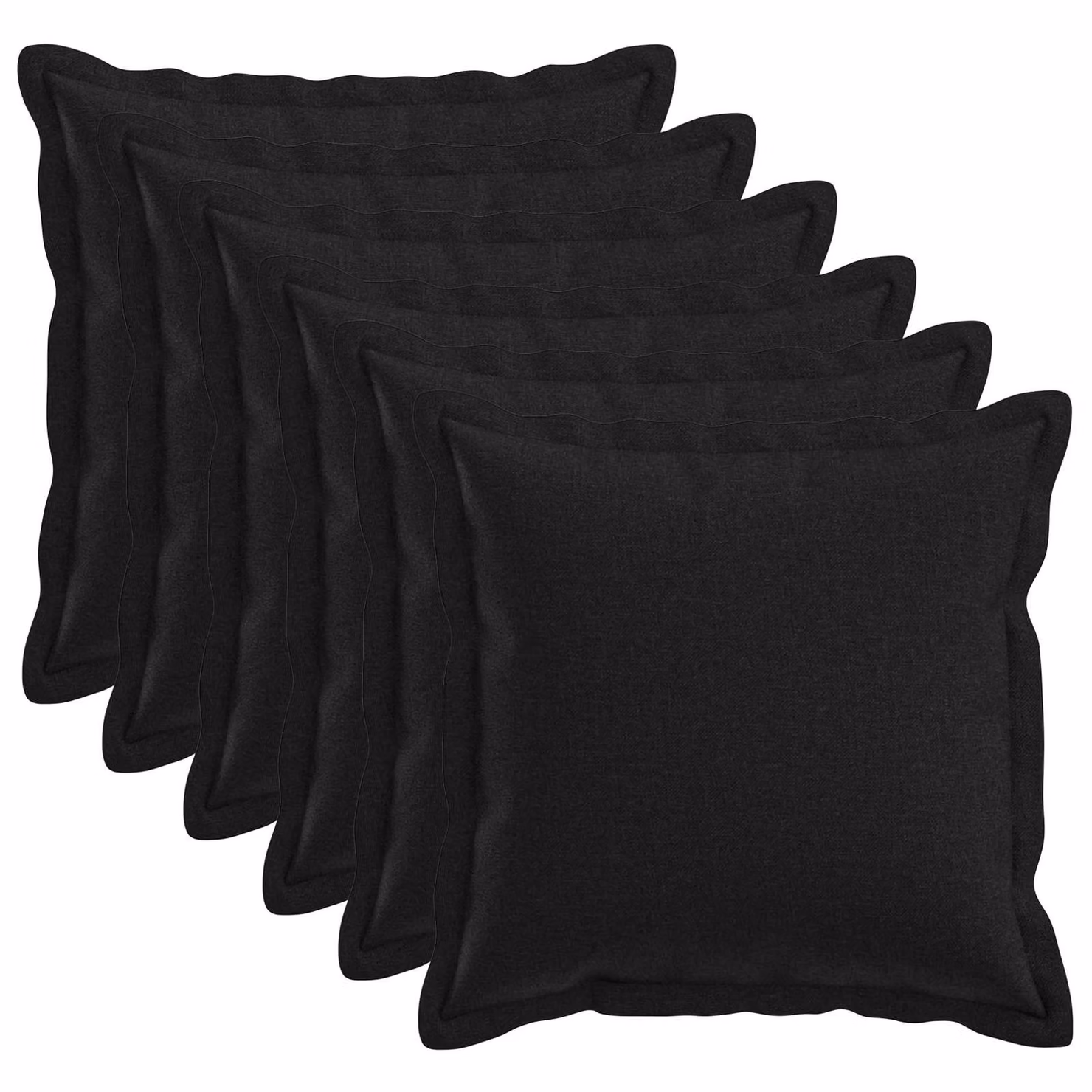 Set di 6 cuscini quadrati vidaXL HOUTEN in lino nero, L/P/H: 30 x 30 x 30 cm