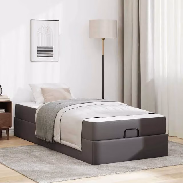 Struttura letto con materasso Altro 2 pz Grigio PVC 3399403