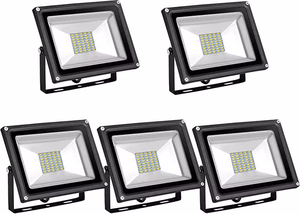Greenmigo 5x 30W Proiettore LED, lampada SMD, faro, luce bianca calda, illuminazione esterna, faretto da parete, impermeabile IP65