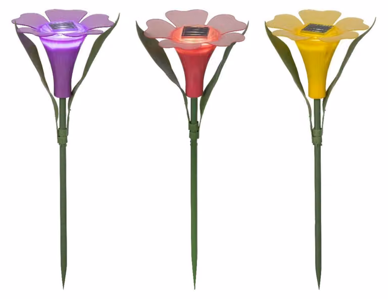 Lampada solare da tavolo Lumineo a forma di fiore, in plastica, ø10 x h30 cm
