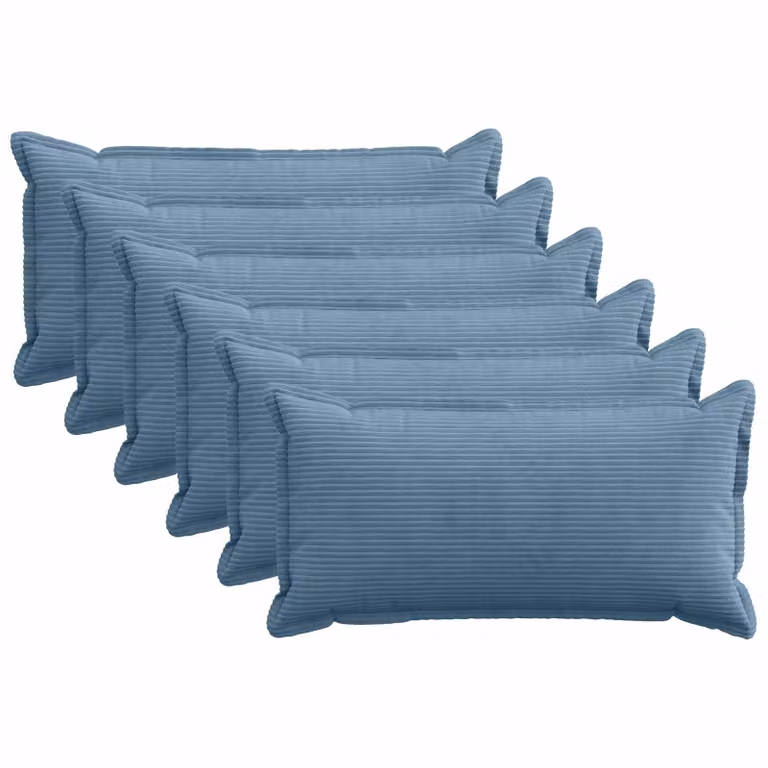 Set di 6 federe vidaXL HOUTEN in velluto a coste blu, L 80 x P 40 cm