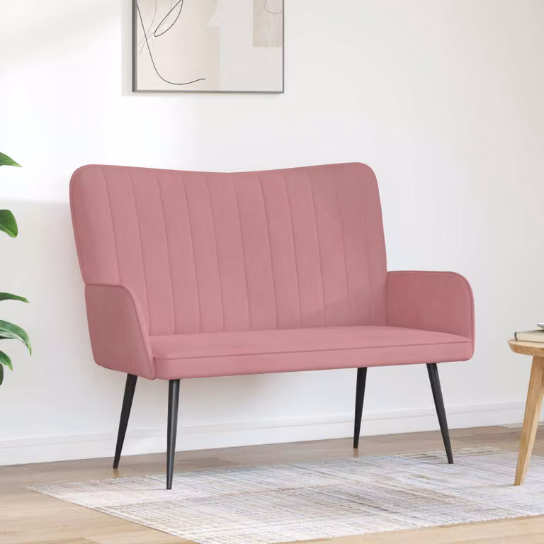 vidaXL Divano a 2 Posti Rosa 115 x 61 x 87 cm Velluto