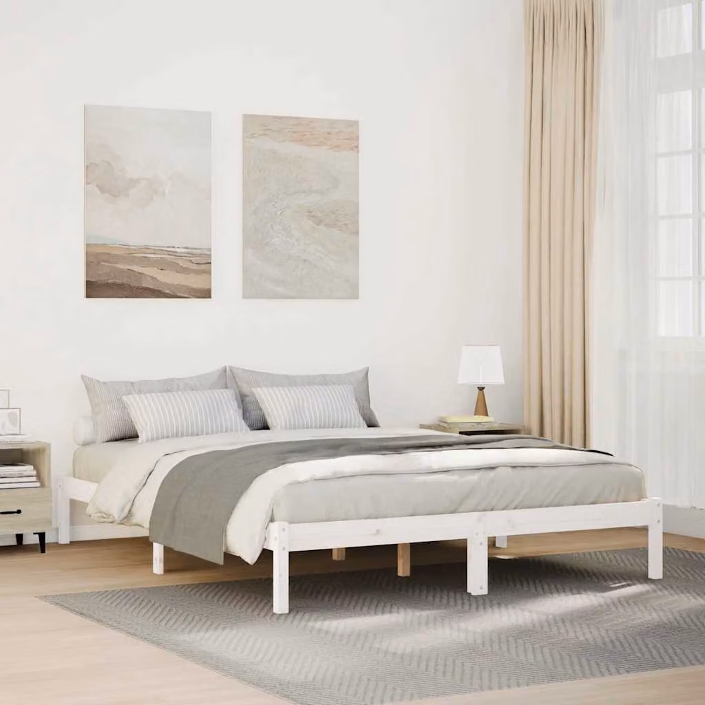 Letto extra lungo vidaXL in pino massiccio bianco senza materasso L: 145.5 cm, P: 215.5 cm, H: 31.0 cm