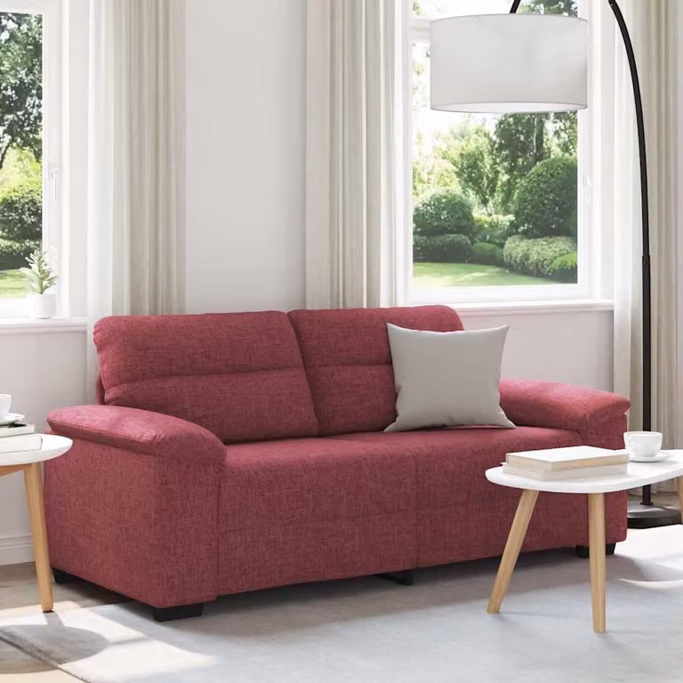 Divano a 2 posti vidaXL in tessuto rosso per soggiorno e ufficio, L: 180 cm, P: 81 cm, H: 84 cm