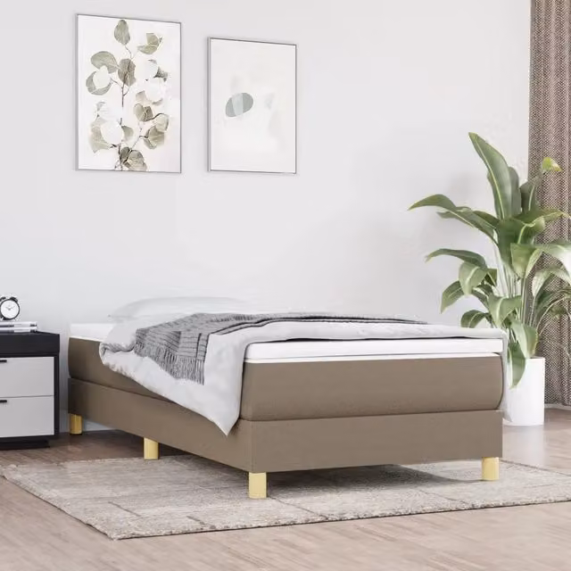 Letto Ibrido vidaXL con Materasso e Sommier in Tessuto Tortora L: 80 cm, P: 200 cm