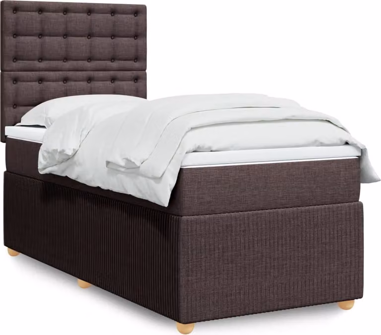 Maison Exclusive - Letto boxspring con materasso marrone scuro 100x200 cm tessuto