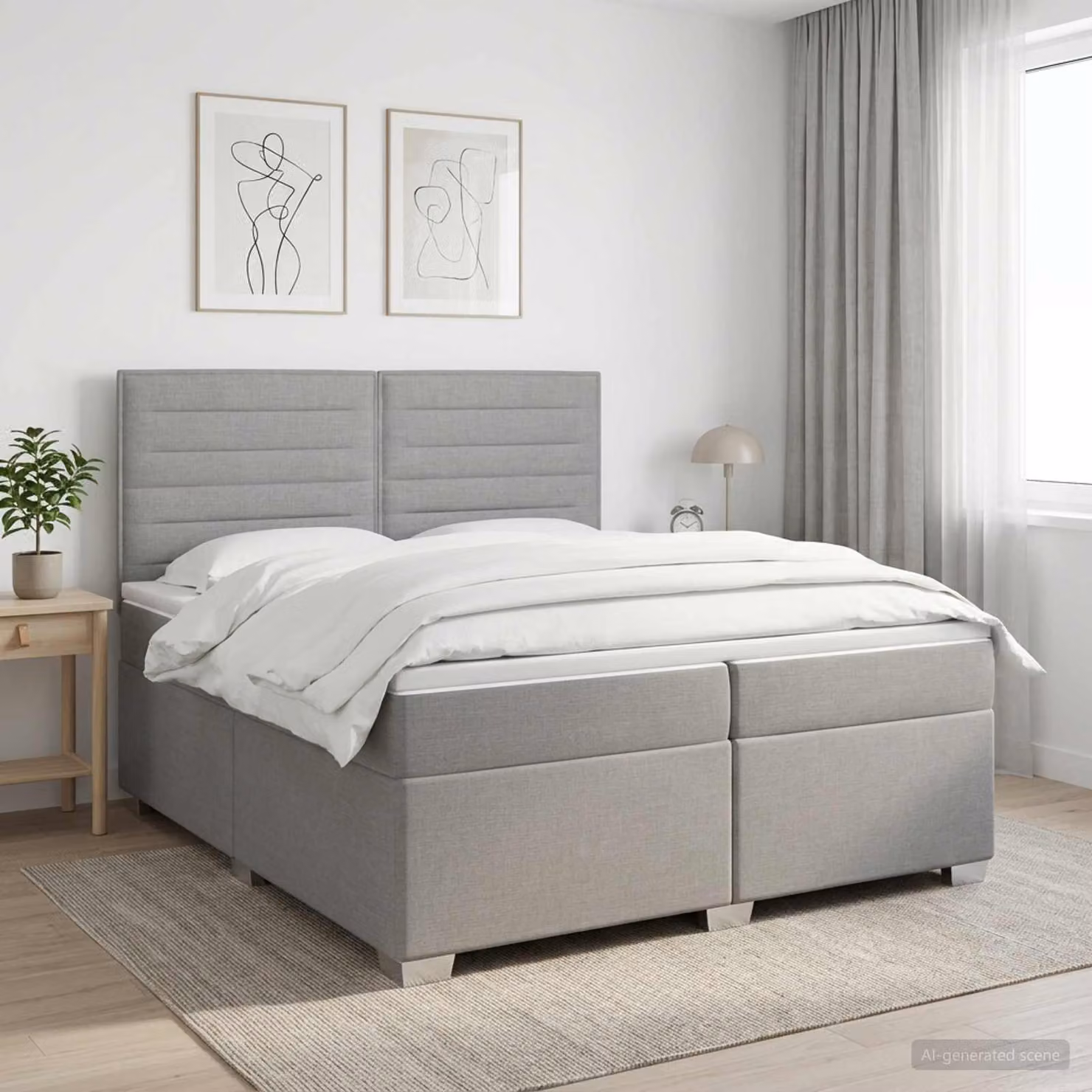 Letto box spring con materasso vidaXL Grigio Chiaro L/P/H: 200 x 200 x 140,5 cm