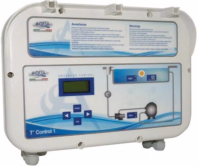 Quadro Elettrico di Distribuzione AQUA T-control 1 Bianco con Trasformatore e Contatti per Controllo Temperatura L/P/H: 35 x 30 x 16 cm