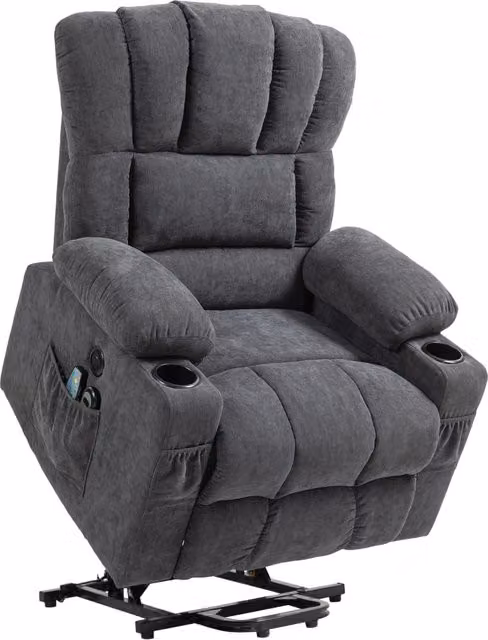 Poltrona Elettrica Reclinabile Massaggiante con Riscaldamento ¨C Minimal ¨C Grigio Scuro
