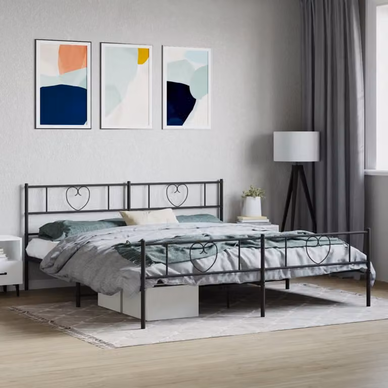 vidaXL Giroletto in metallo nero con pediera senza materasso L/P: 180 x 200 cm
