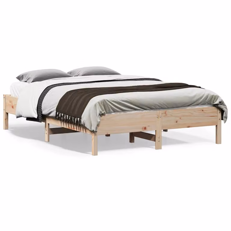 Letto senza materasso vidaXL in legno massello di pino marrone stile rustico L 140 cm x P 190 cm