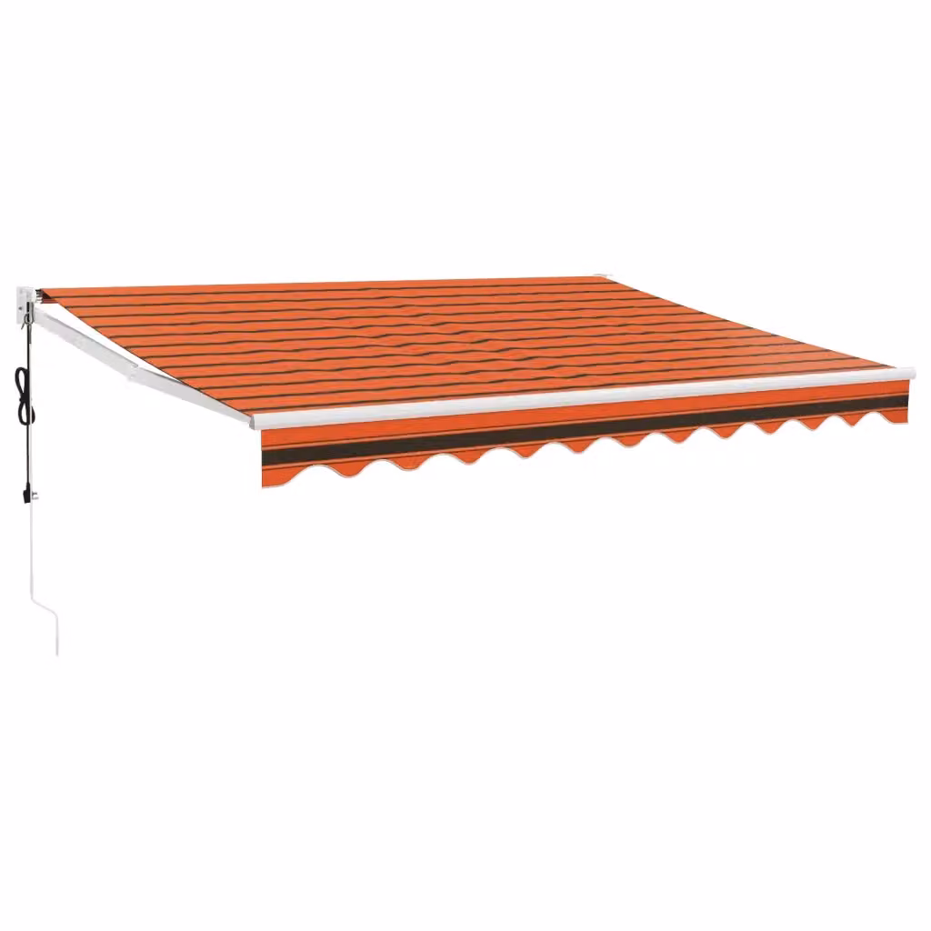 Tenda da sole automatica retrattile VIDAXL in alluminio e poliestere, arancione e marrone, montaggio a parete, L: 3,5 m x P: 2,5 m – 2