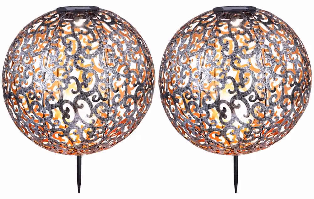 2 lampade solari a LED con portalampada a baionetta, decorazioni a forma di sfera, 28,5 cm
