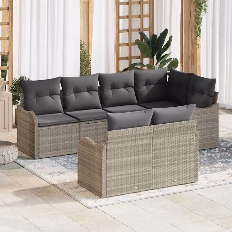 Maison Exclusive - Set Divano da Giardino Grigio chiaro polyrattan