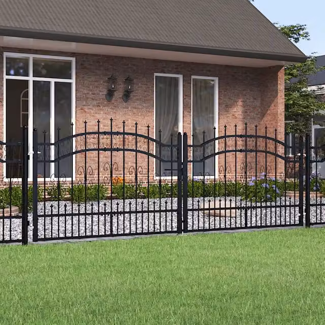 Cancello recinzione KAMPEN con punta a lancia Nero 302x100 cm 151095