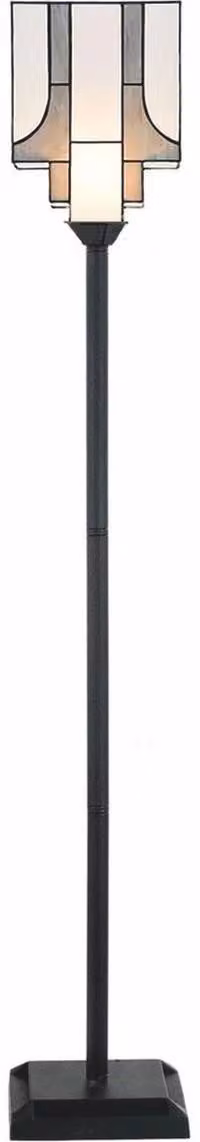 Casa Padrino Lampada da terra Art Déco Tiffany Bianco / Grigio / Nero H. 171 cm - Lampade Tiffany