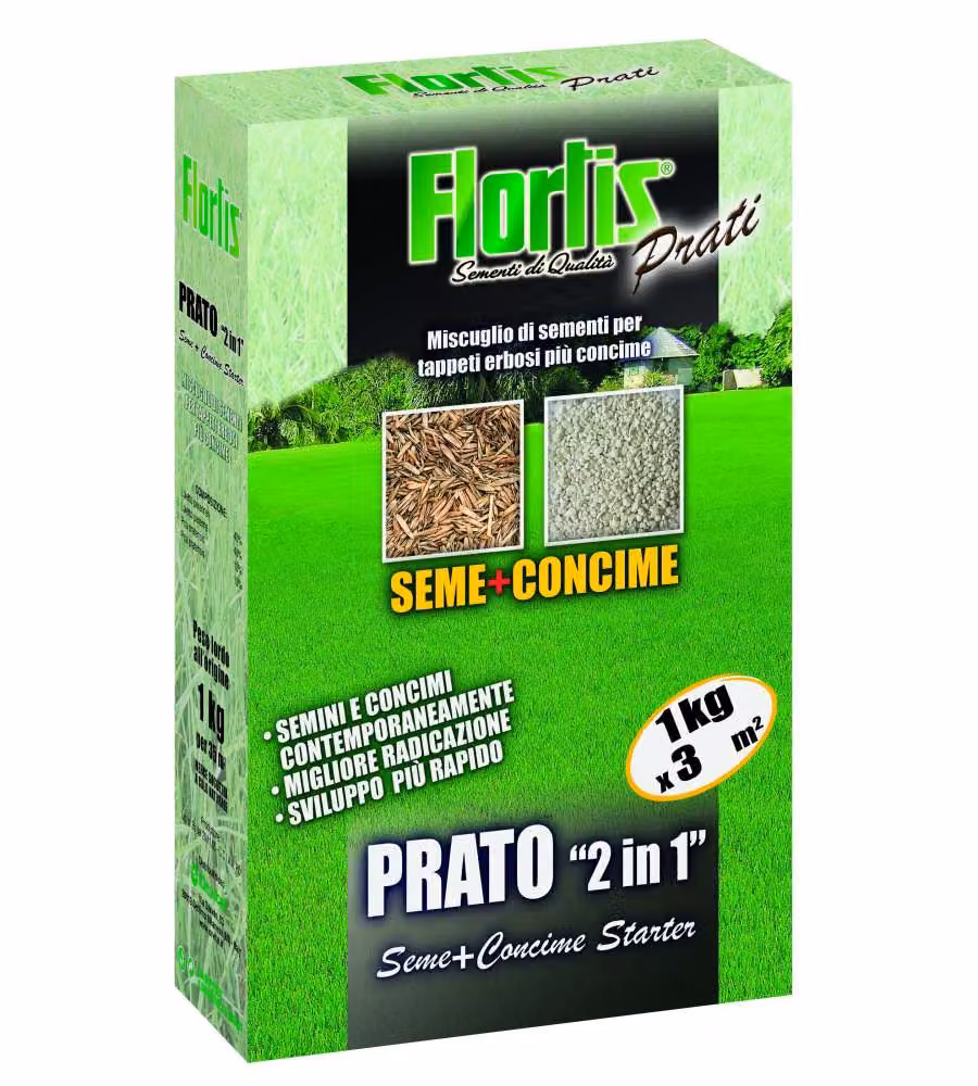 Flortis Sementi Prato Starter 2in1 - 1000 g - Copre 30 mq