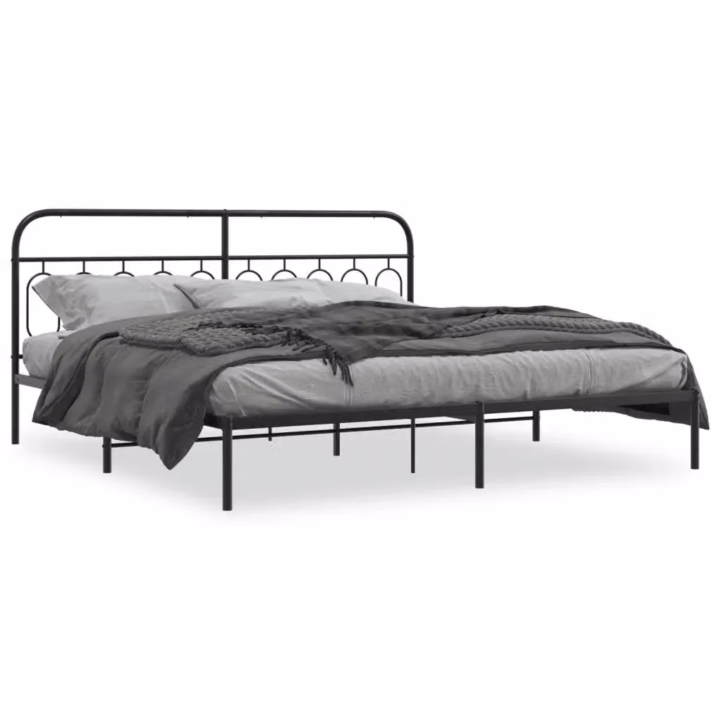 Letto con testiera in metallo nero vidaXL L/P: 200 x 200 cm – 2