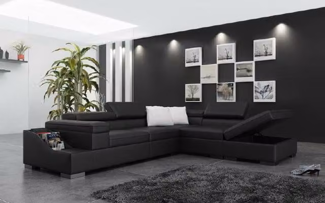 Divano angolare imbottito, set divano, pelle, stile Danzica