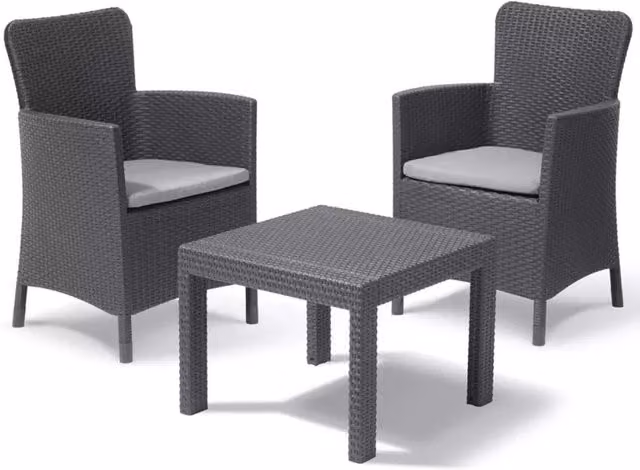 Set da giardino Keter in rattan sintetico con cuscini colore grigio per esterni e balconi – 1