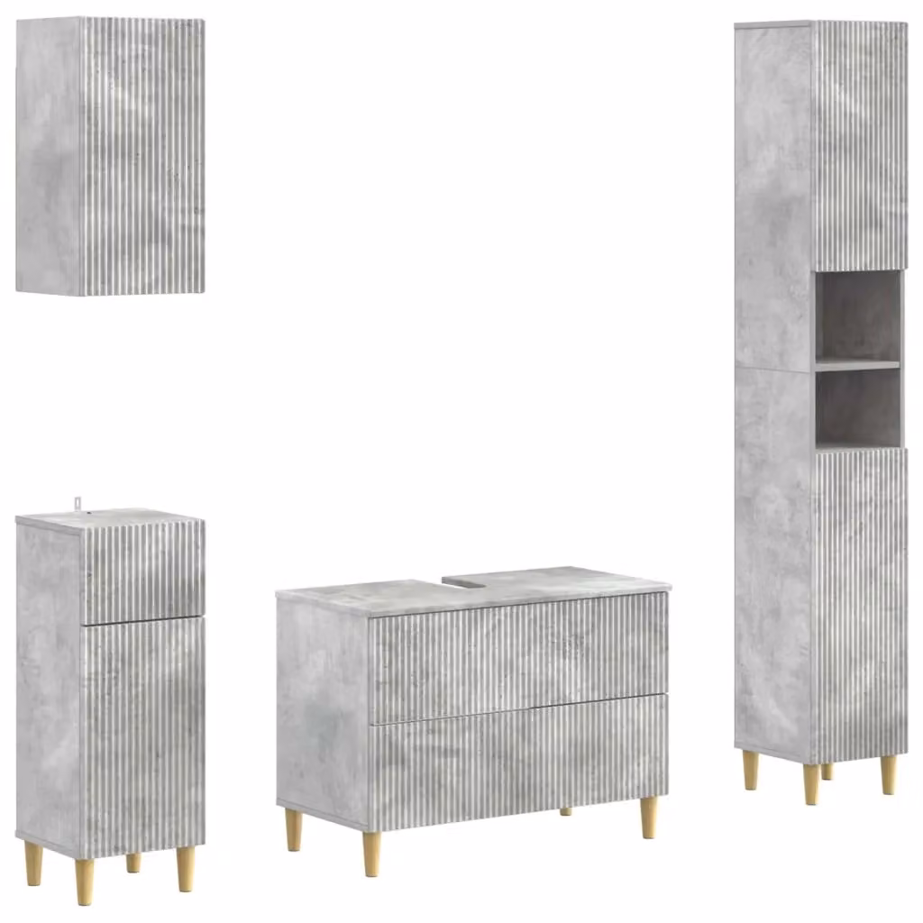 Set di mobili da bagno moderno vidaXL in legno grigio composto da mobile lavabo e pensile a parete – 2
