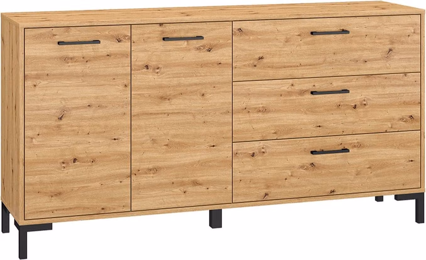 Cassettiera con ante e cassetti BEDA - rovere artisan