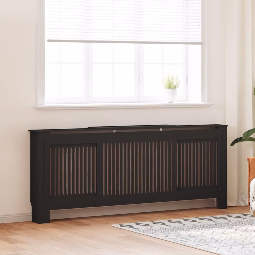Copertura per radiatore vidaXL nera in MDF opaco L: 205 cm, H: 81,5 cm, P: 20,5 cm – 1
