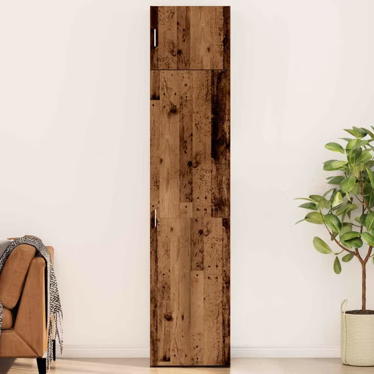 Set di 2 credenze vidaXL in legno effetto antico marrone e nero L/P/H: 50 x 41 x 225 cm