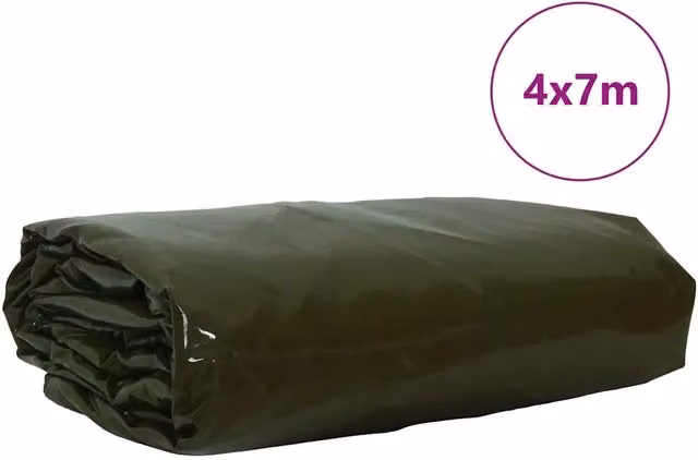 Telo con rivestimento in PVC Verde oliva 4 x 7 m 650g/m2