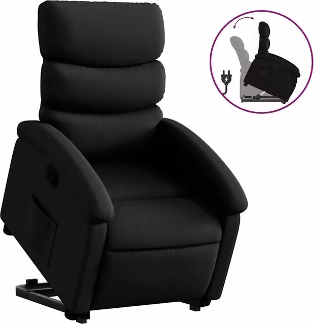 Poltrona | Sedia Relax Alzapersona Reclinabile Nera in Similpelle