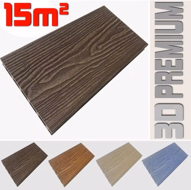 Listone WPC 3D per pavimentazione decking LISTONIWPC colore Chocolate effetto legno, L: 14,6 cm, L: 220 cm, H: 2,5 cm, copre 15m²