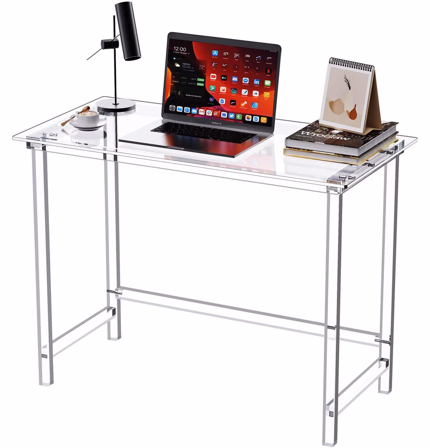 Scrivania in acrilico trasparente, dimensioni 100x50x75 cm, ideale per l'ufficio domestico e la camera da letto