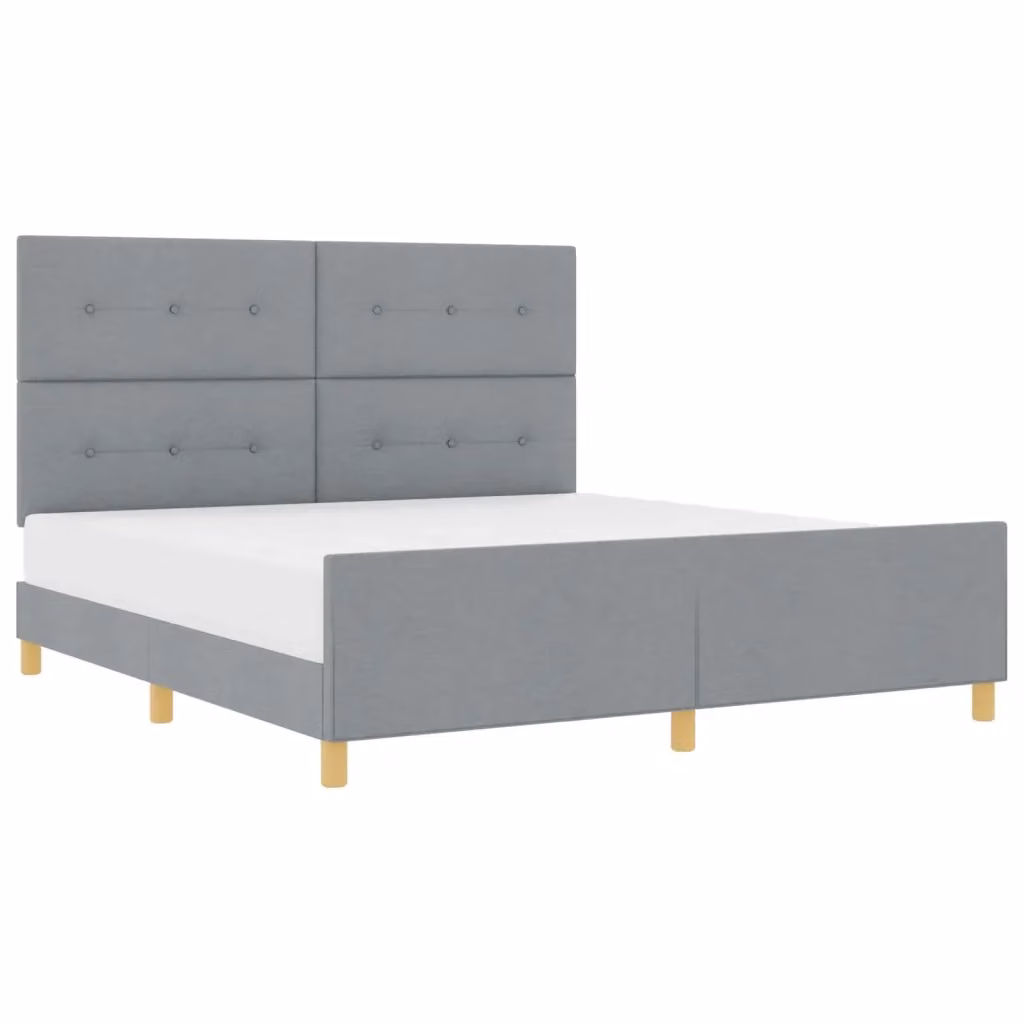 Struttura del letto moderna vidaXL in tessuto e legno di pino, Grigio, 180 x 200 cm – 2