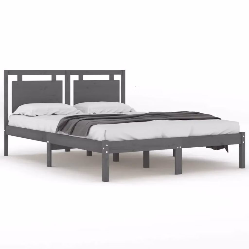 Letto con giroletto vidaXL in legno massello di pino grigio L/P/H: 200 x 200 x 31 cm – 2