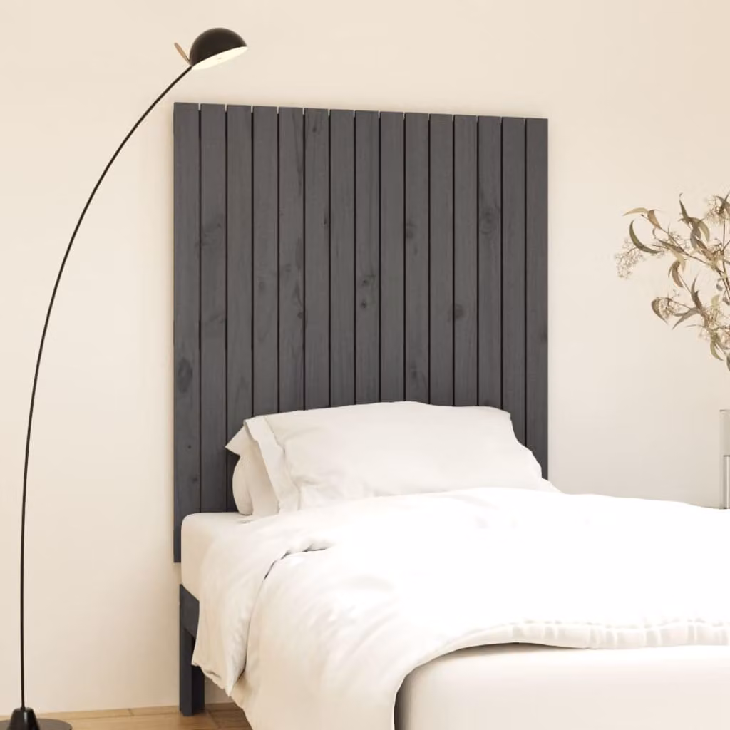 Testiera da parete vidaXL in legno massello di pino grigio, L 95,5 cm x P 3 cm x H 110 cm