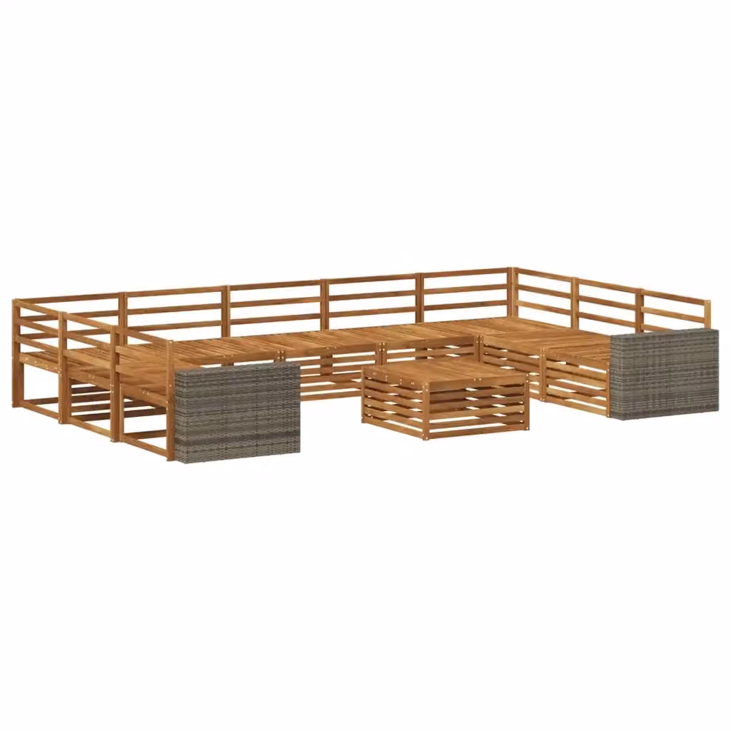 Set di 10 divani da esterno moderni vidaXL in legno di acacia colore marrone naturale per giardino e terrazza – 2