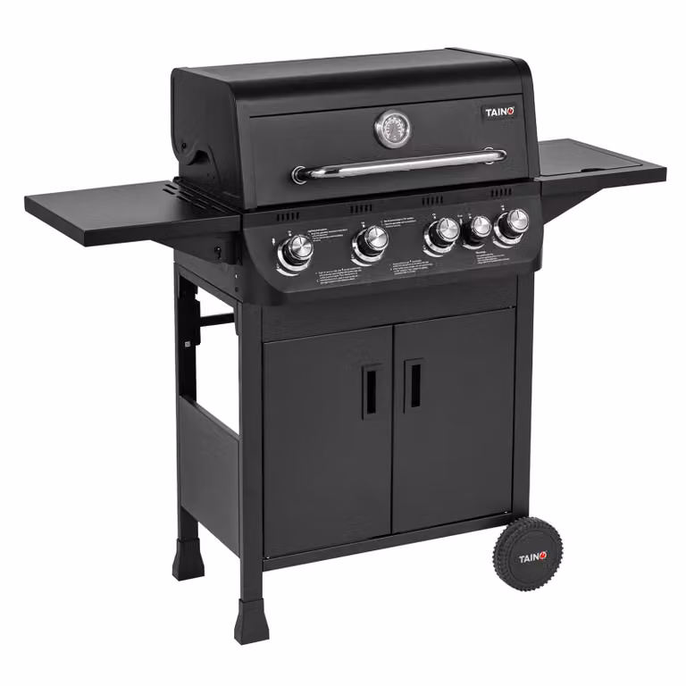 TAINO BRANDO 4+1 Barbecue a gas 4 fuochi Fornello laterale Carrello barbecue Barbecue a gas