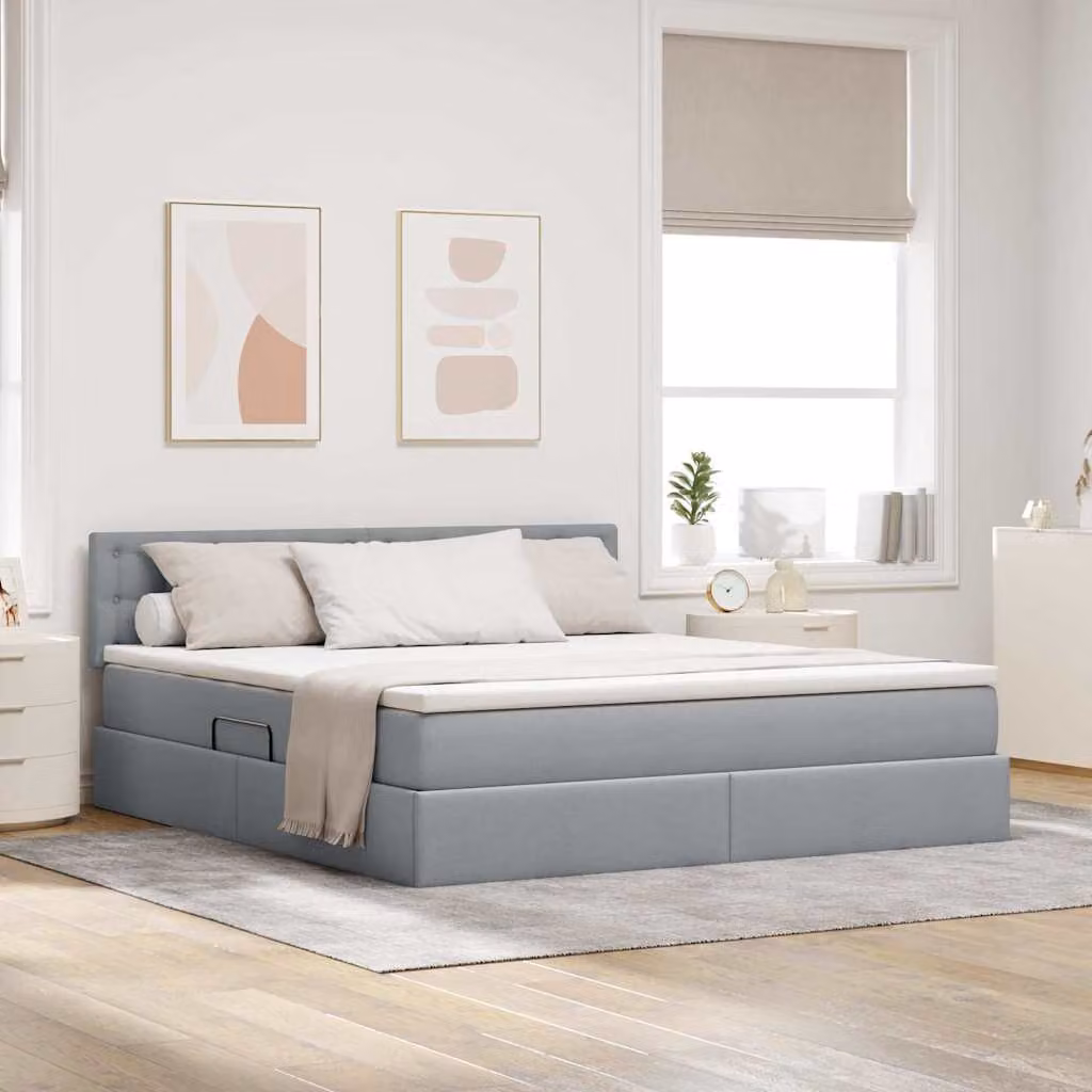 Letto con contenitore e illuminazione LED vidaXL, Grigio, L/P: 180 x 200 cm – 1