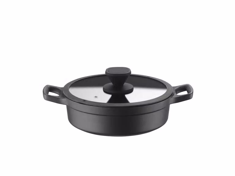 Casseruola Bassa con coperchio in vetro per induzione, linea Pro, diam.28cm