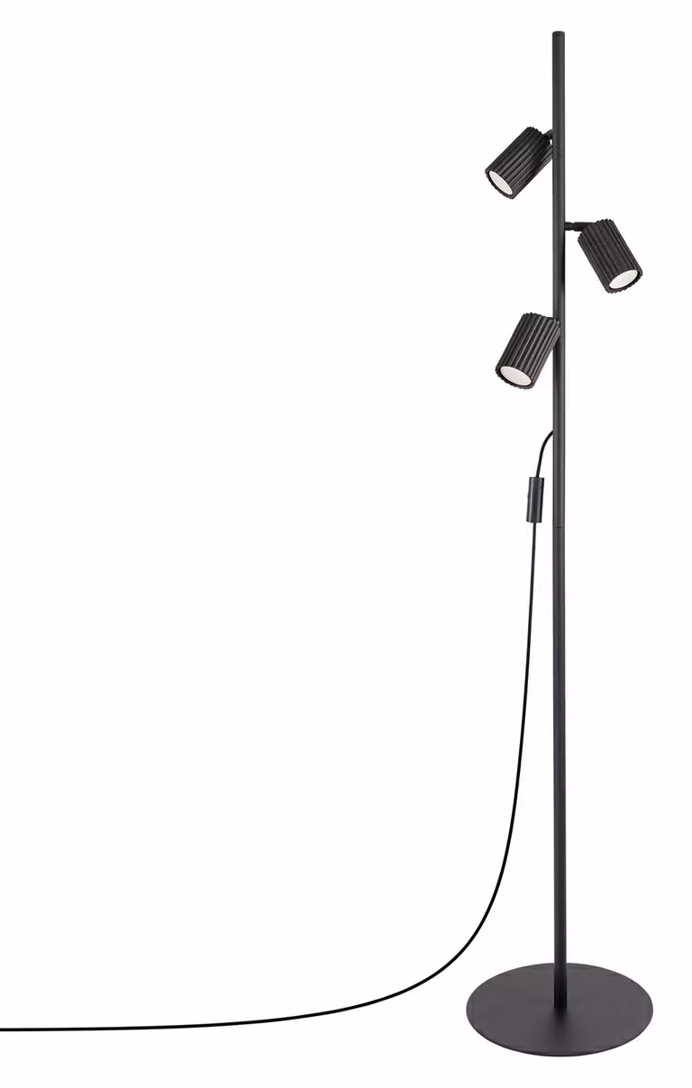 Lampada da terra KARBON 3 nera 3xGU10 10W in alluminio 155x30x30 cm Sollux Lighting